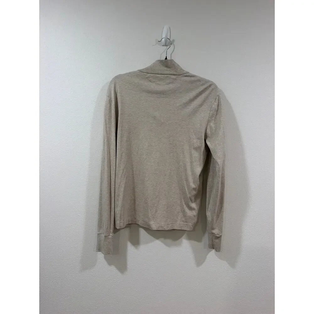 Mens Polo Ralph Lauren Brown Beige Quarter 1/4 Zip Pullover Sweater